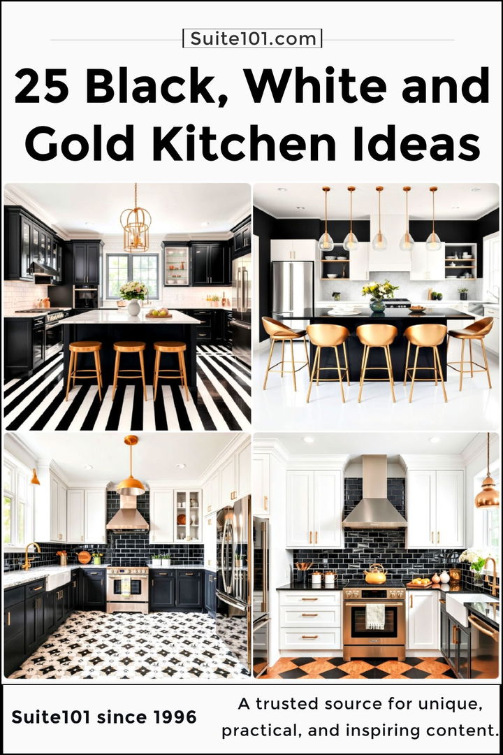 best black white and gold kitchen ideas