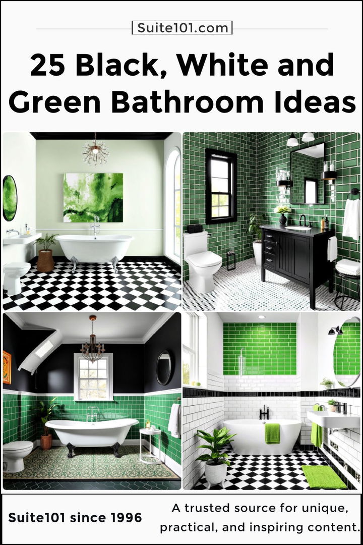 best black white and green bathroom ideas