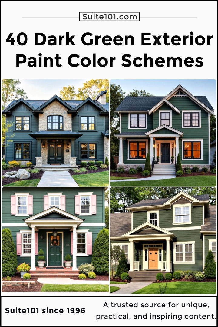 best dark green exterior paint color schemes