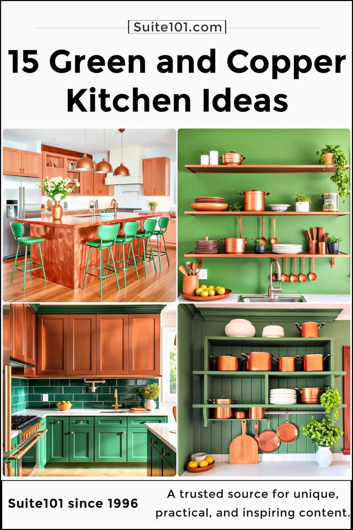 best green and copper kitchen ideas