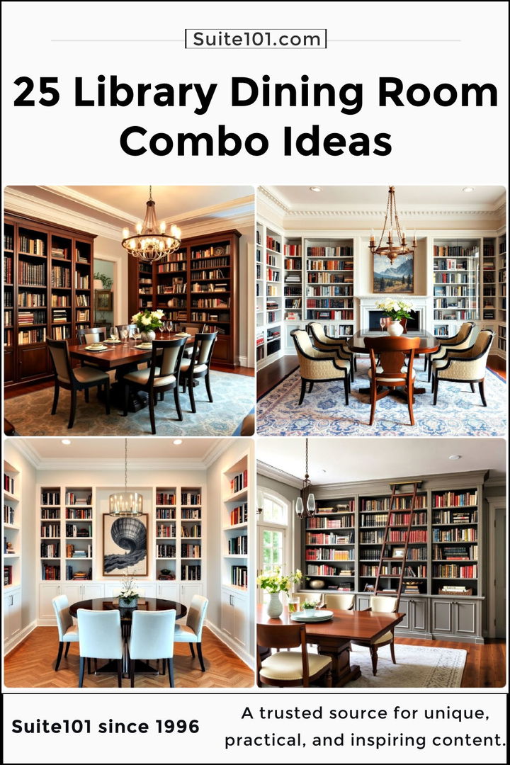 best library dining room combo ideas