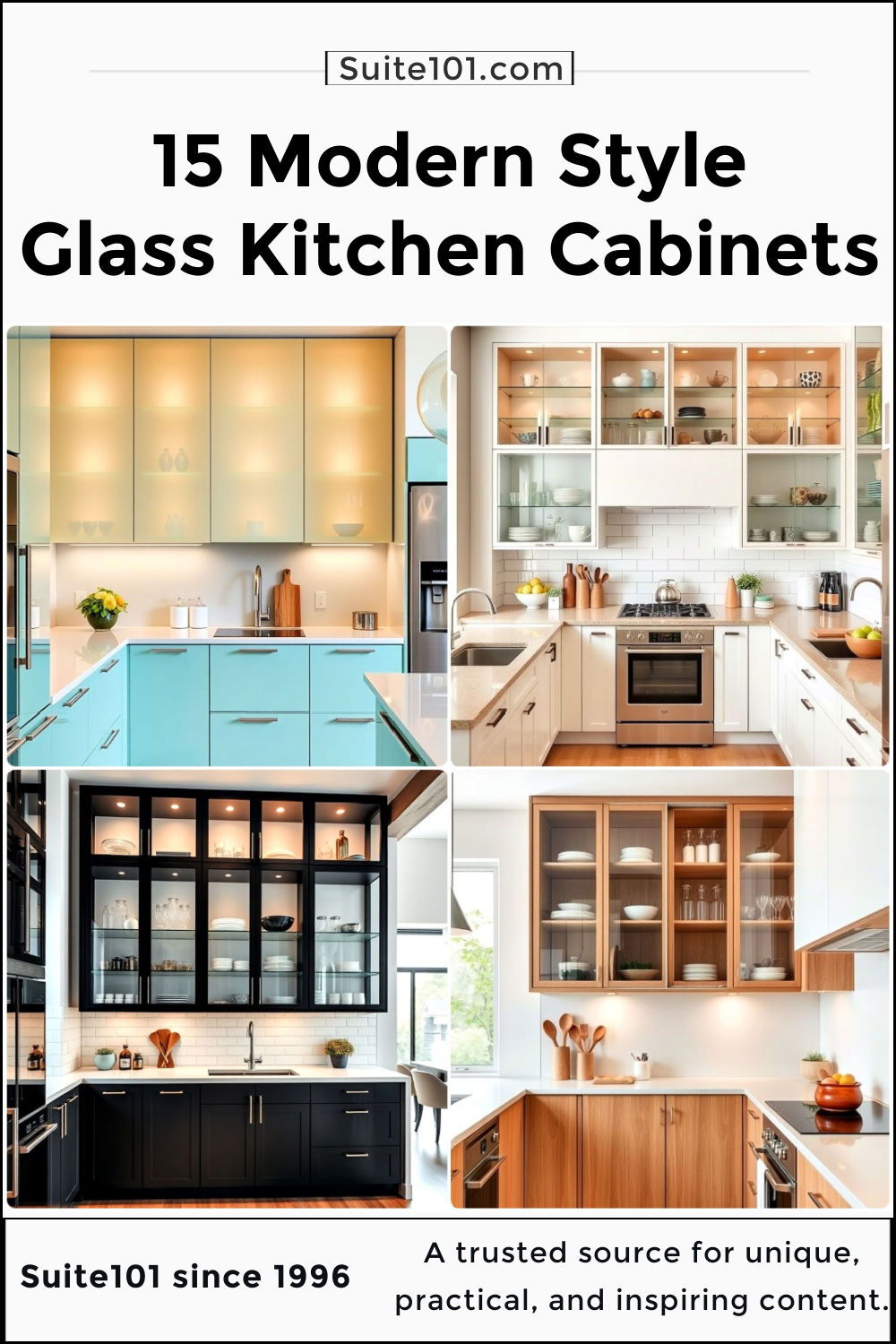 best modern style glass kitchen cabinets