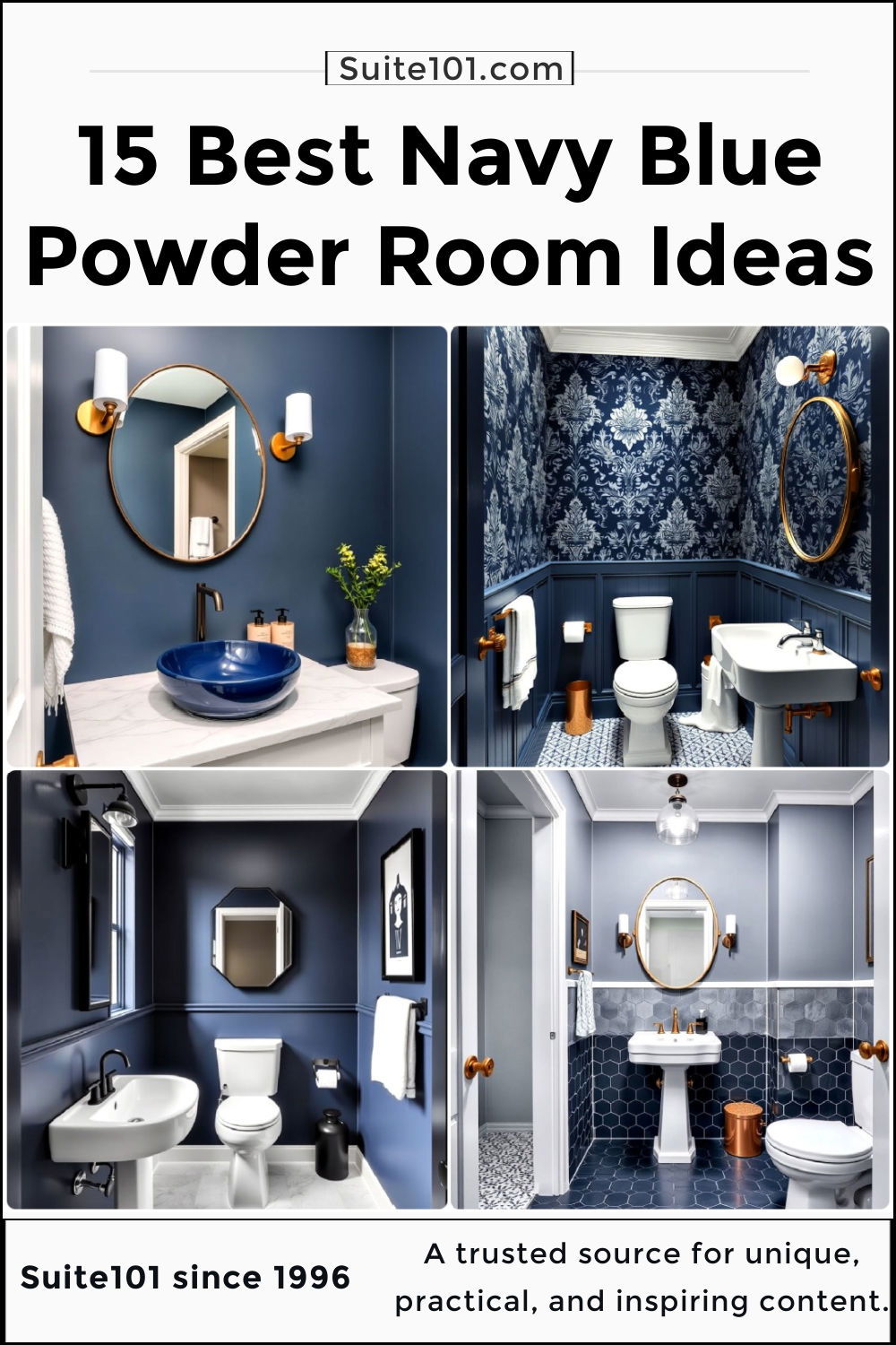 best navy blue powder room ideas