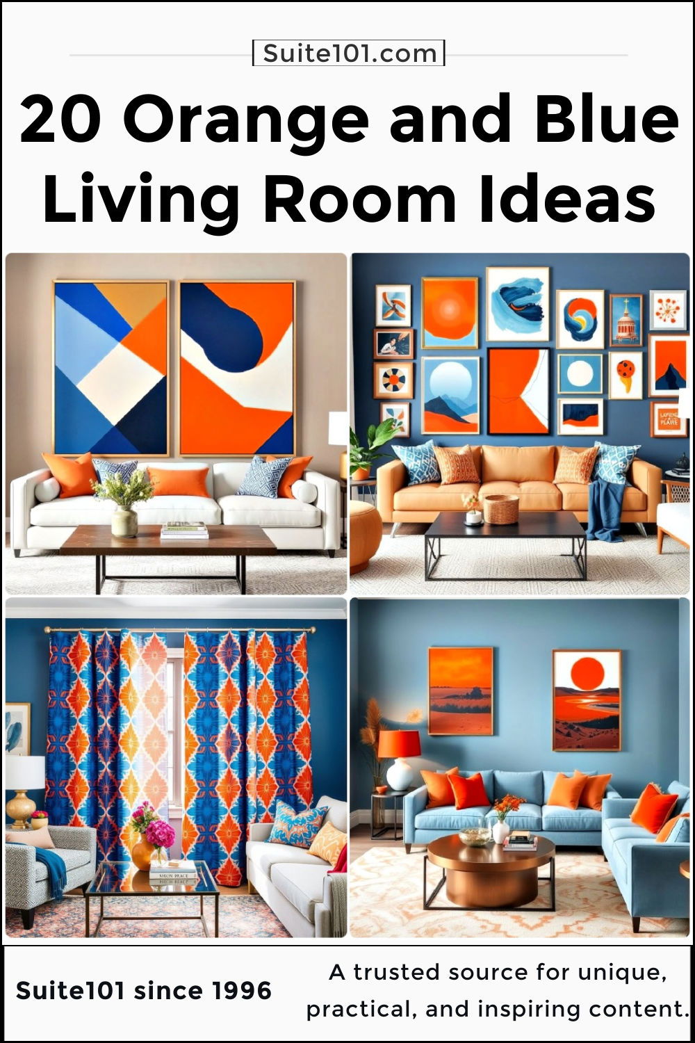 best orange and blue living room ideas