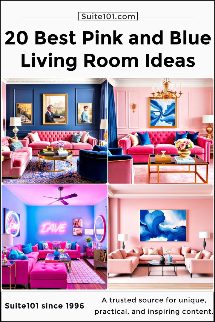 best pink and blue living room ideas