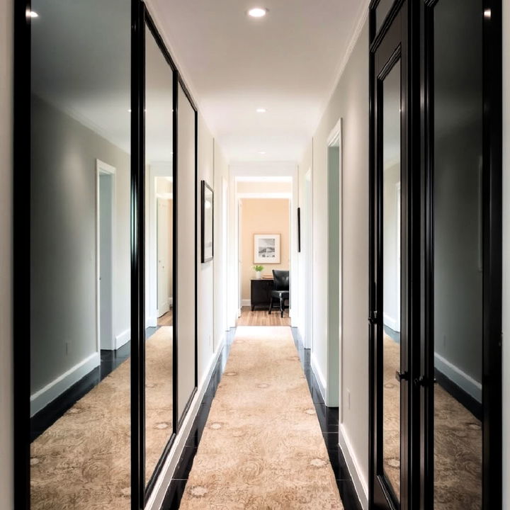 black and mirror wall to brighten your hallway