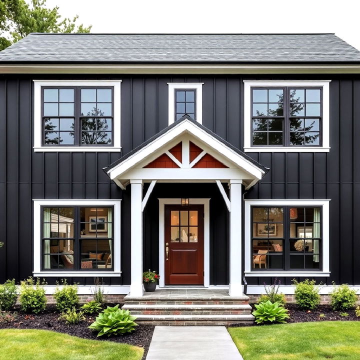 black board and batten farmhouse exterior for sleek texture