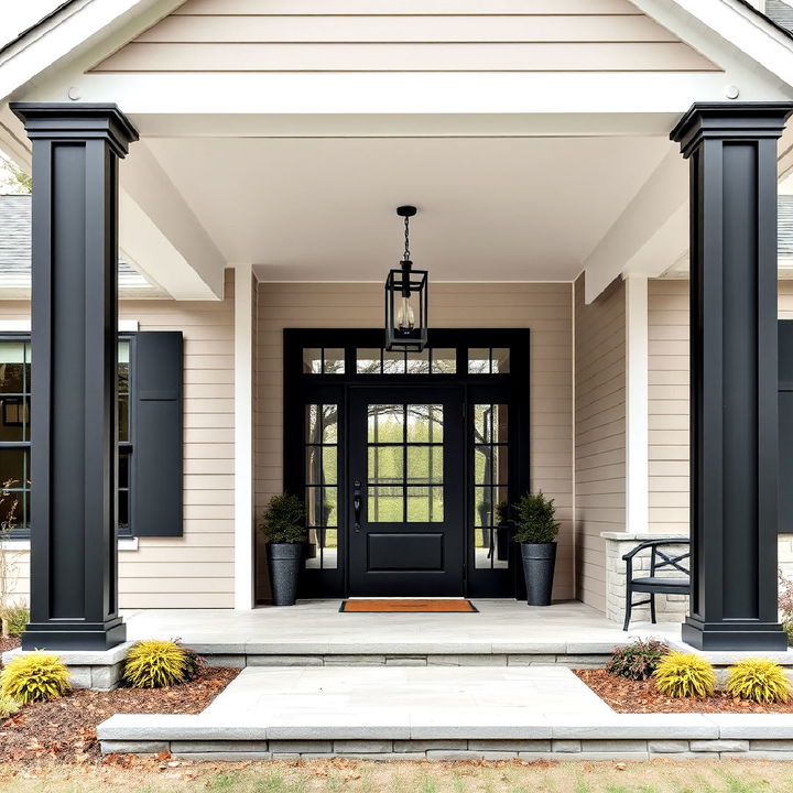 black entryway columns for a grand modern entrance