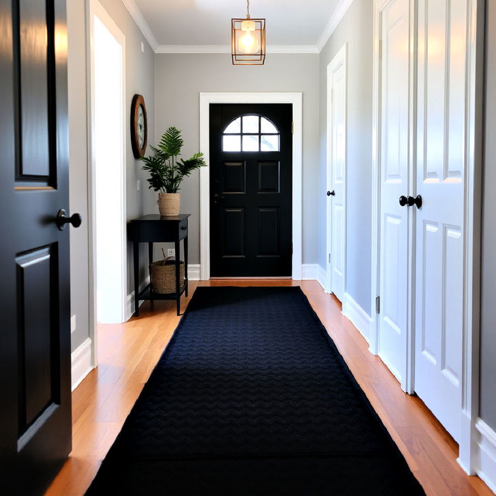 black entryway runner for a stylish walkway