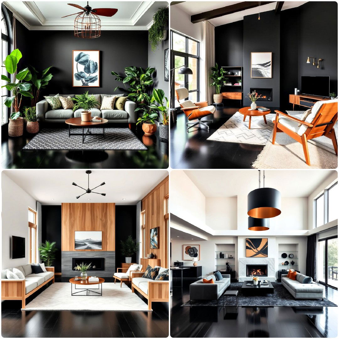 black floor living room ideas