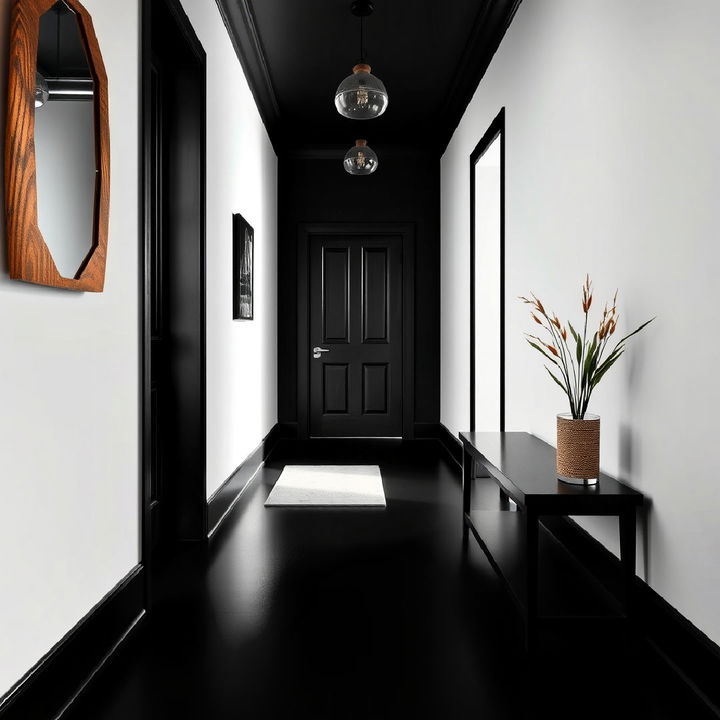 black flooring to ground your hallway’s design