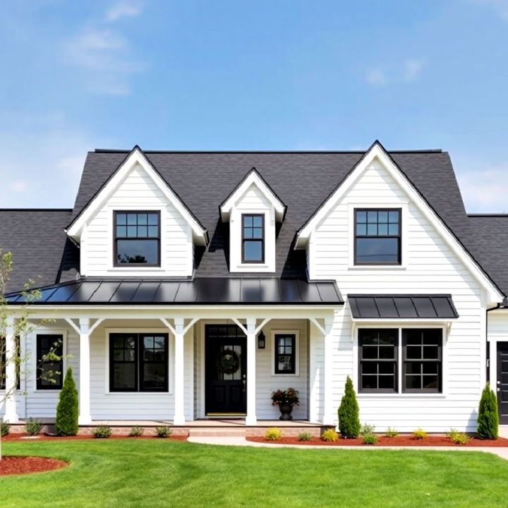 black gabled roof farmhouse with modern architectural lines