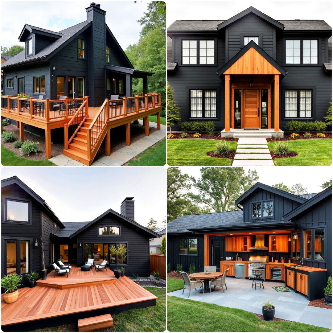 25 Black Houses with Cedar Accents for A Bold Exterior