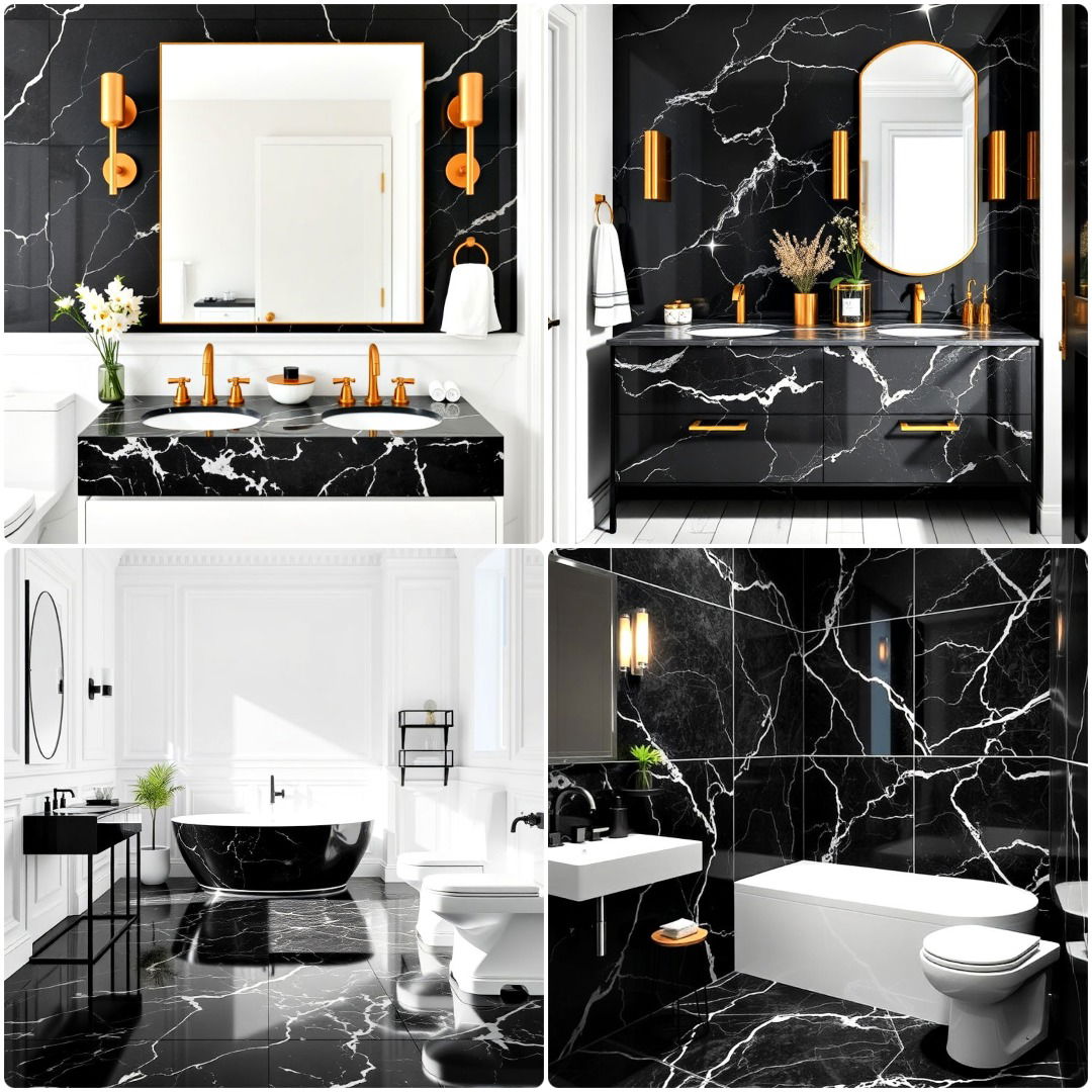 black marble bathrooms