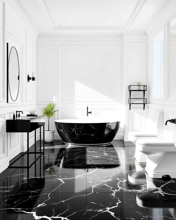 black marble flooring for bathroom