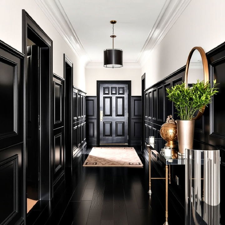 black paneling for a sophisticated entryway feel