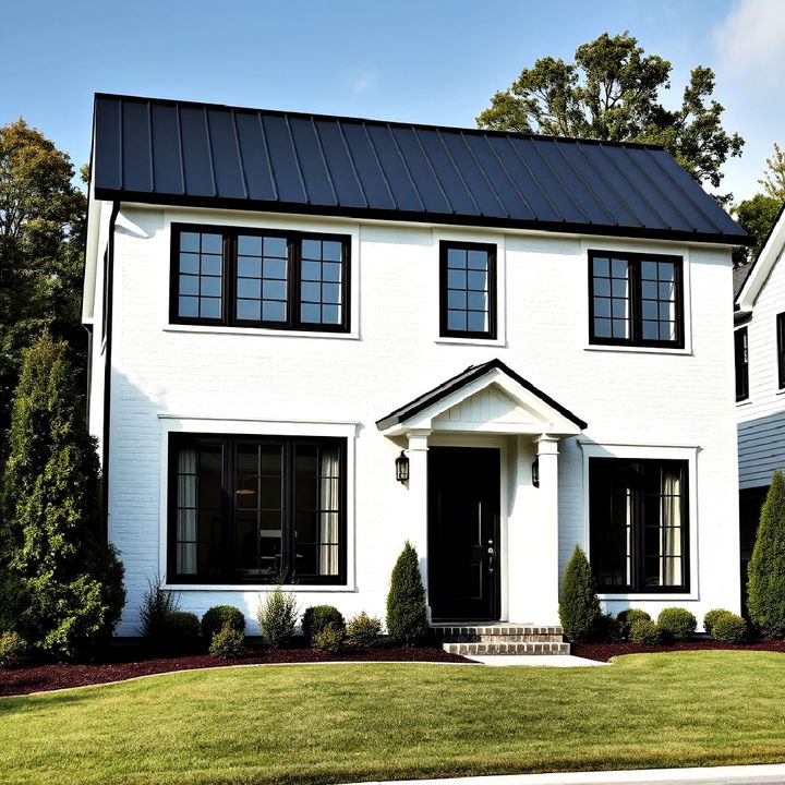 black roof accents for single story house