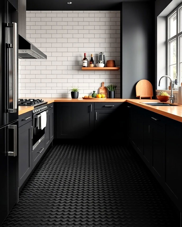 black rubber mat kitchen flooring