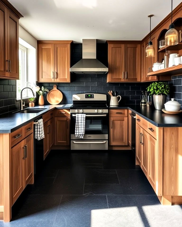 black slate tiles for kitchen floor