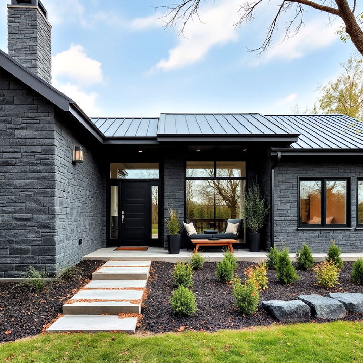 black stone walls for farmhouse exterior