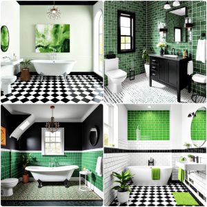 black white and green bathroom ideas