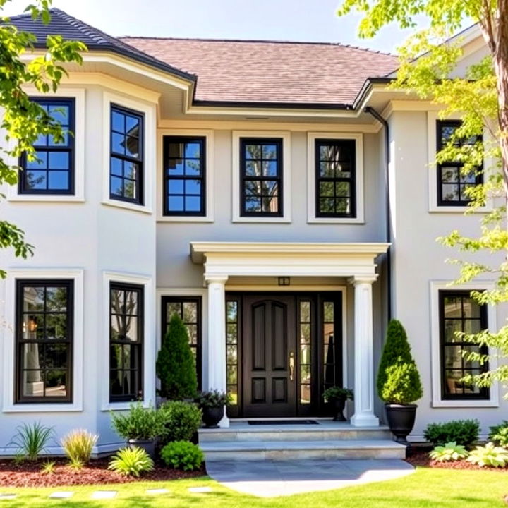 black windows creating a bold entryway statement