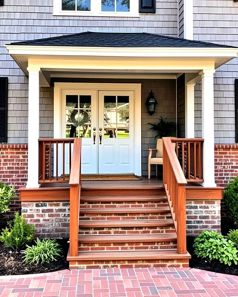 blended brick and wood porch design