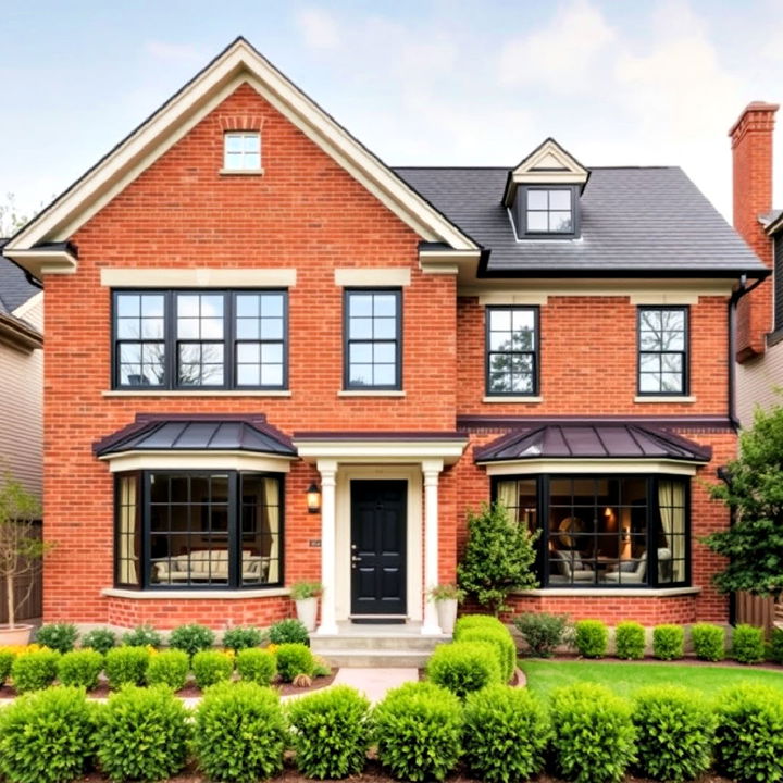 blending traditional and contemporary home with black windows