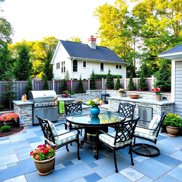 bluestone patio with an outdoor kitchen to host parties