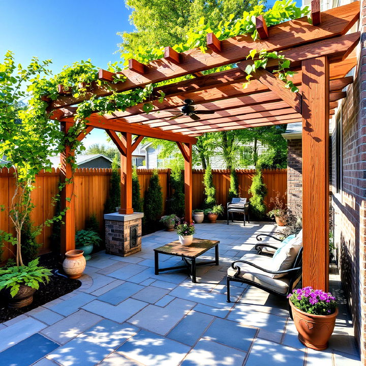 bluestone patio with pergola for a shaded space