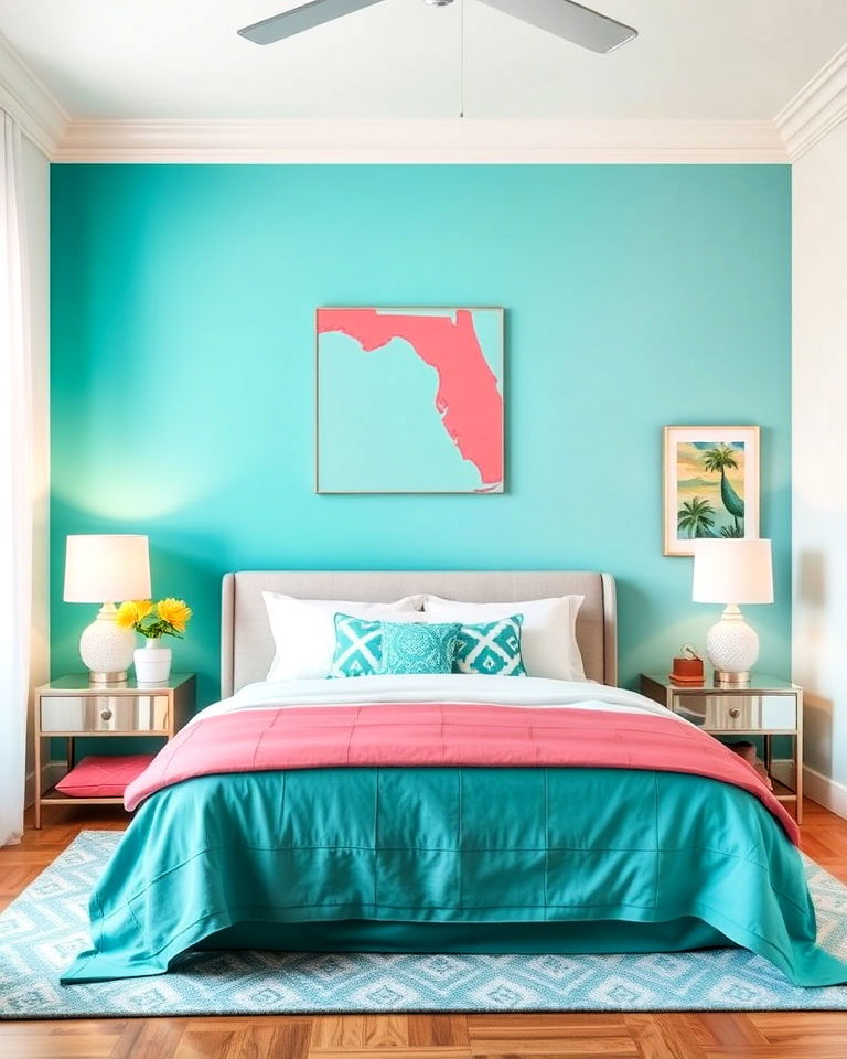 bold colorful wall bedroom