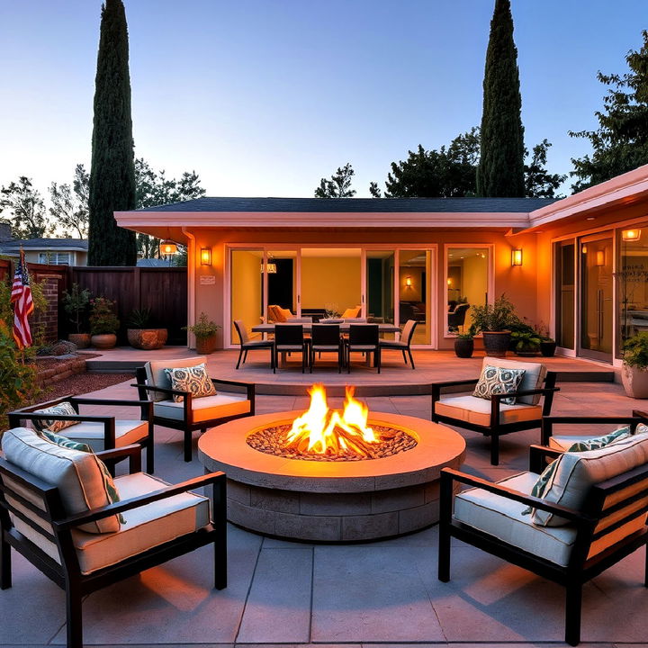 bold fire pit as the focal point in patio