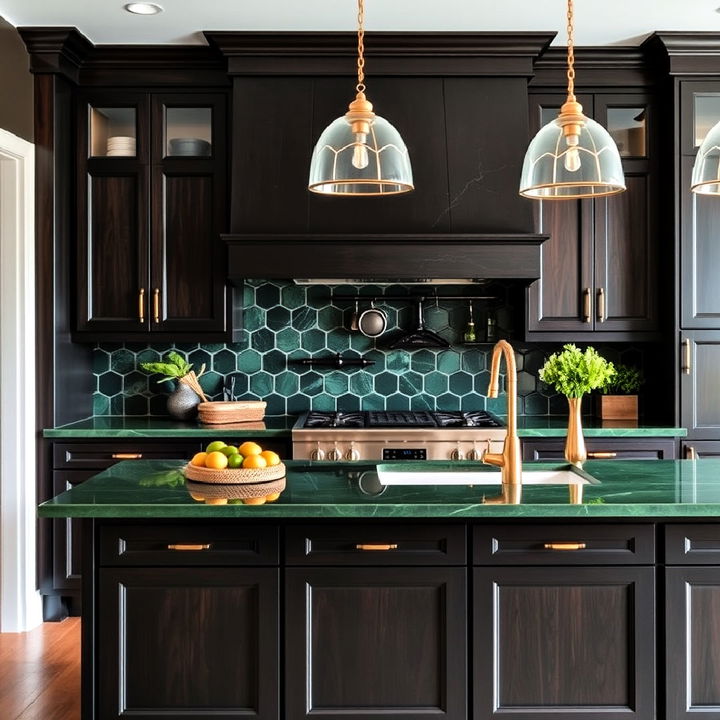 bold forest green countertop for dramatic flair