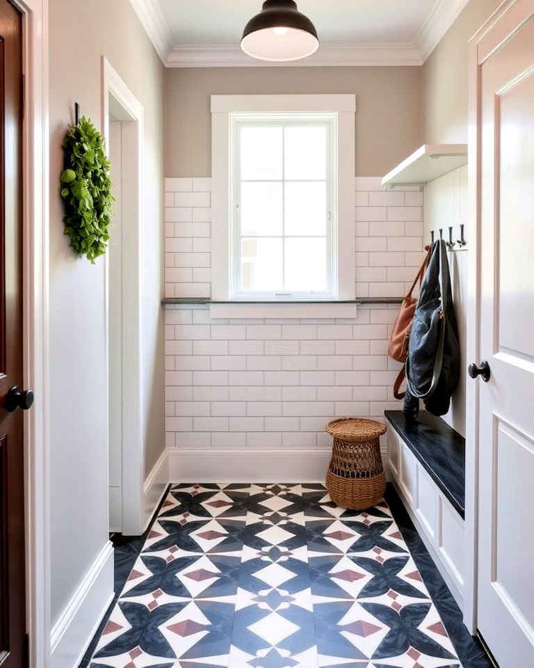 bold geometric pattern floor tiles