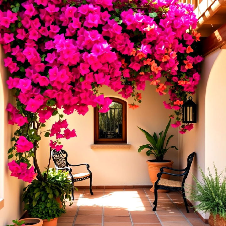 bougainvillea patio trellis for a mediterranean vibe