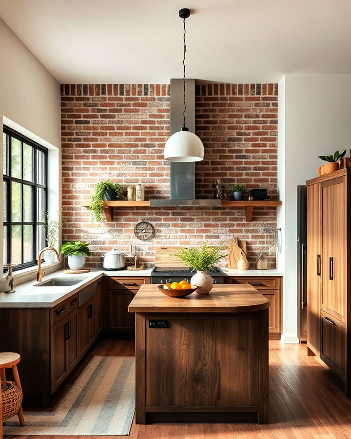 brick accent wall for kitchen