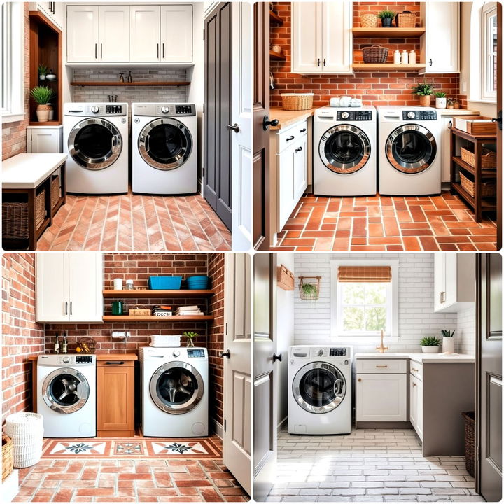 brick floor laundry room ideas