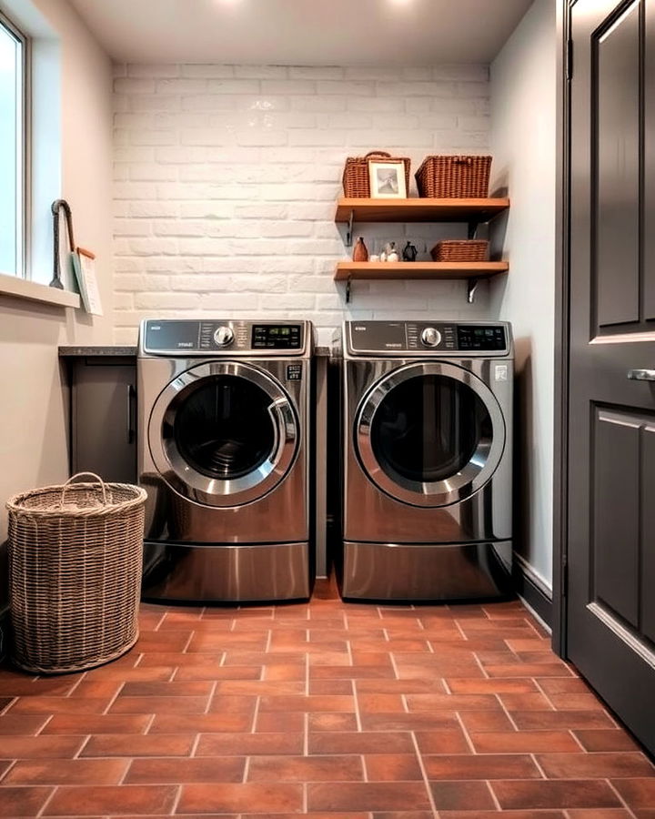 brick floors with a matte finish for a sleek look