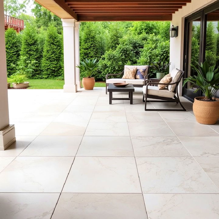 bright and airy limestone tiles patio