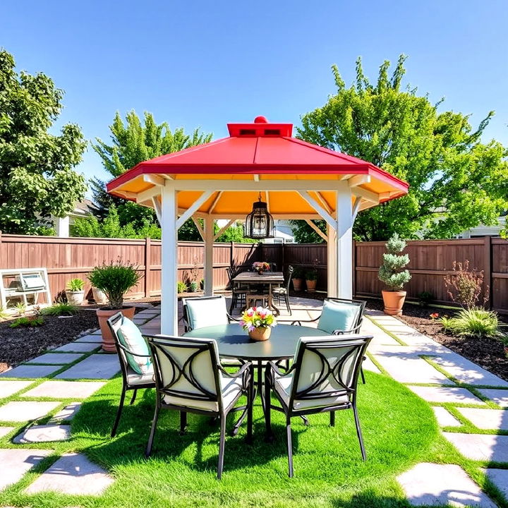 bright and bold gazebo with colorful accents