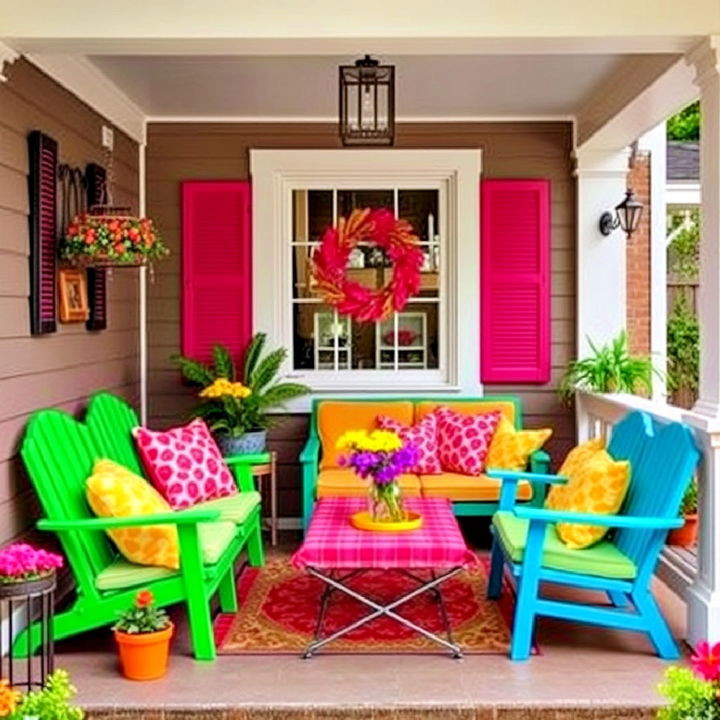 bright and colorful side porch furniture