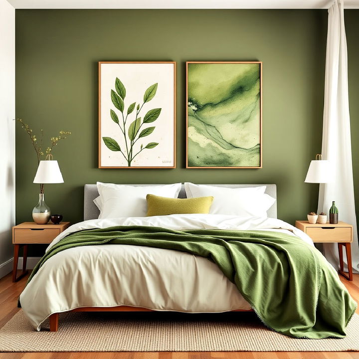 bring life to your walls with olive green artwork