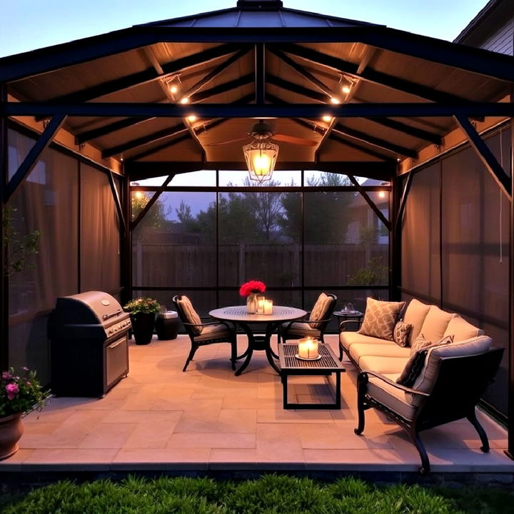 bug proof gazebo with retractable mesh screens