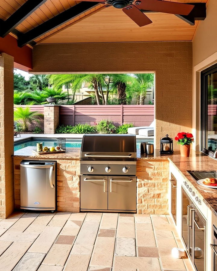 built in grill station for lanai dining