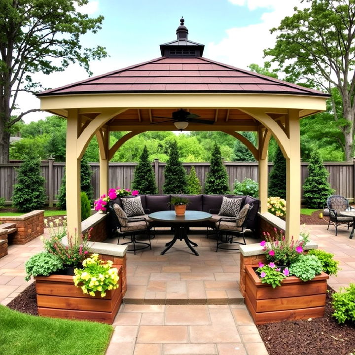 built in planter boxes to bring nature to your gazebo