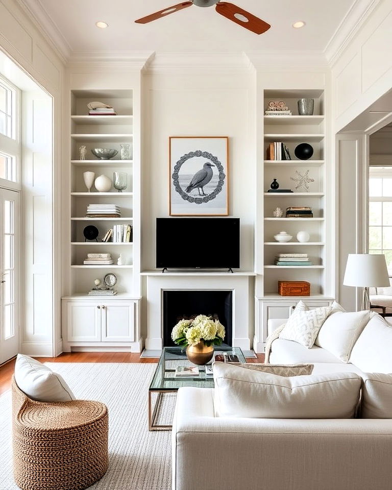 built in shelving for hamptons living room