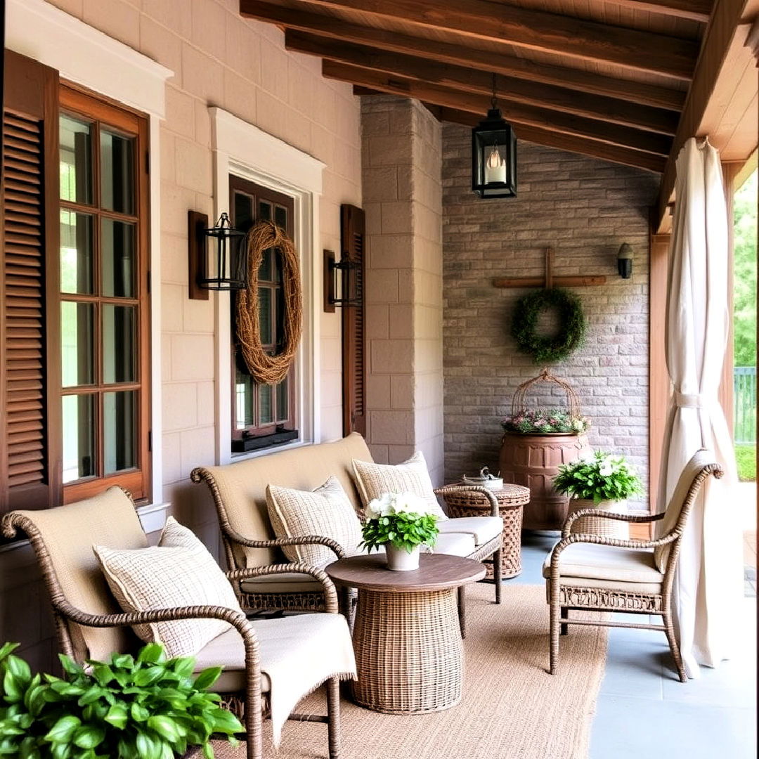 burlap and linen textiles for porch