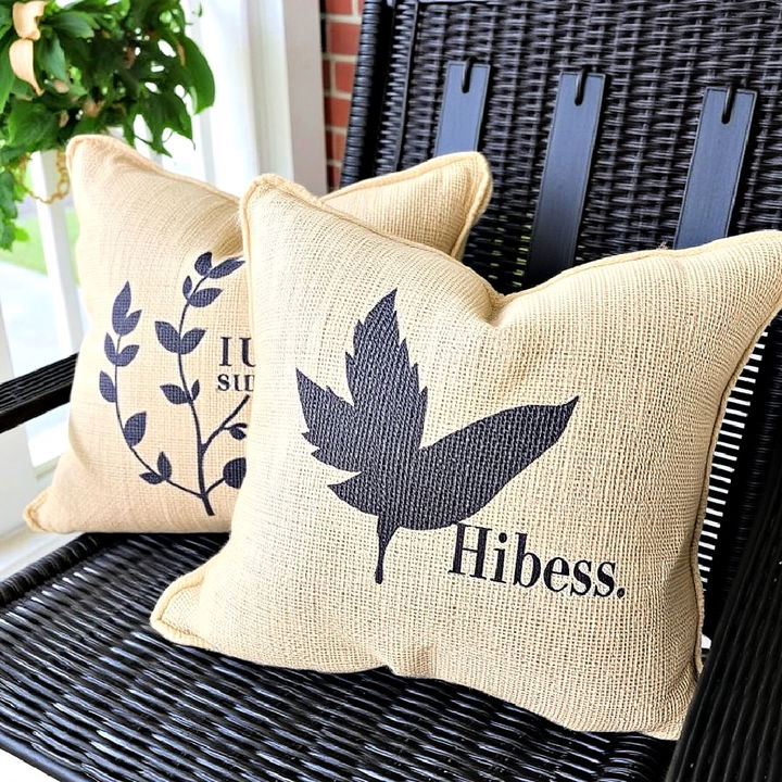 burlap cushions for a rustic porch