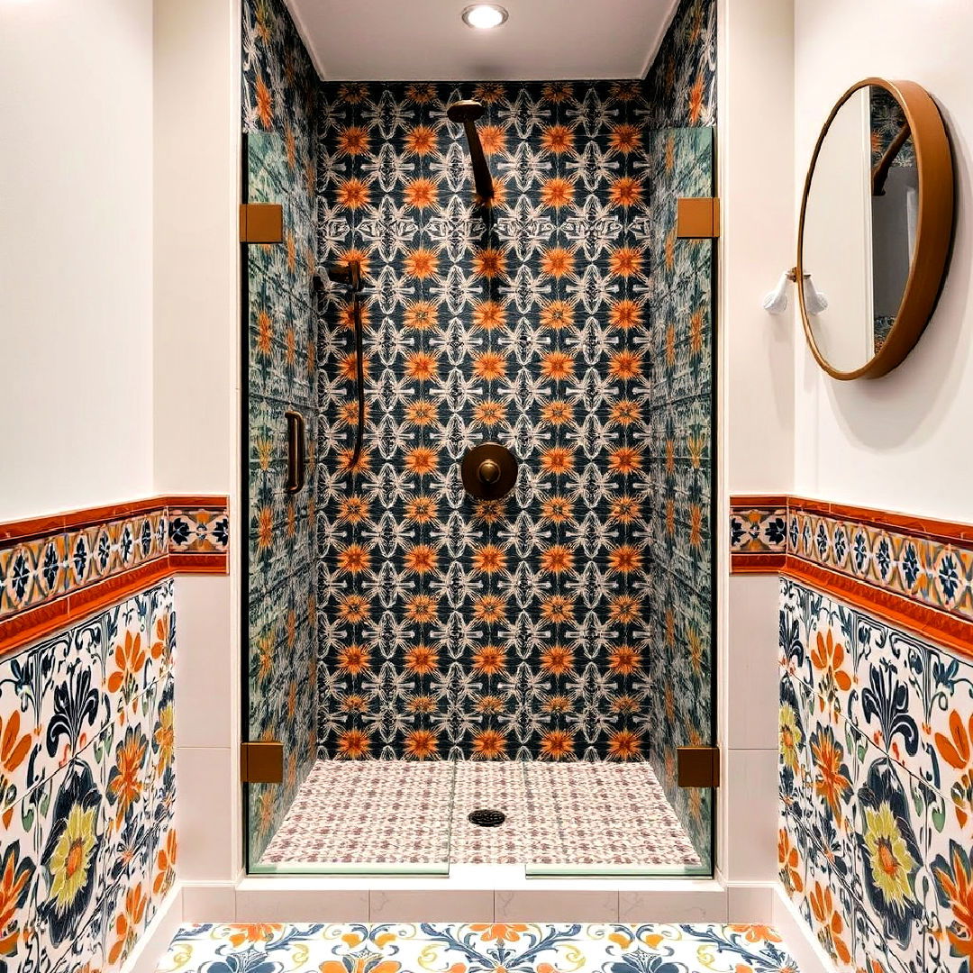 cement shower tiles for a bold artistic statement