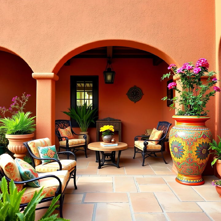 ceramic planters for a vibrant spanish patio decor